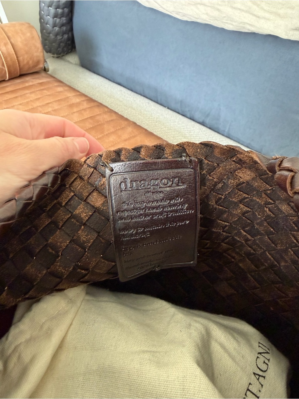 Dragon Diffusion Dark Brown Woven Shoulder Bag - Picture 3 of 9